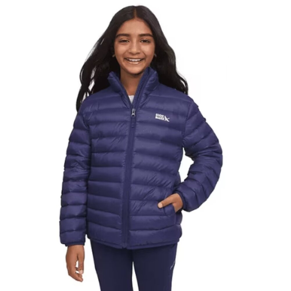 Eddie Bauer Kids' Navy Nylon Zip Down Filled Packable Puffer Jacket  Large NWT